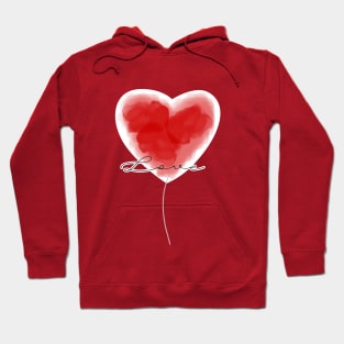 Watercolor heart balloon with love text Hoodie